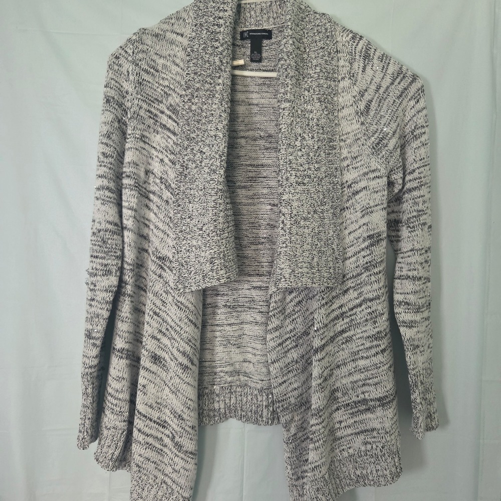 INC International Concepts Womens XL Marled Sequin Open Front Cardigan Sweater